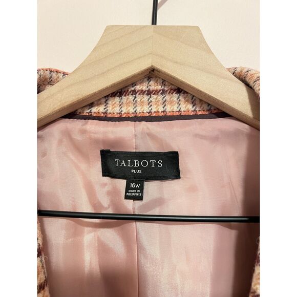 Talbots Classic Shetland Wool Blazer 2 Button in Pink Plaid Size Plus 16W - Picture 10 of 10